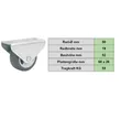 Produktbild: Parkett-Bockrolle 50x19 mm Gl, KS-Rad, weiche Laufbahn,Pl. 68x26mm TrKr.55kg