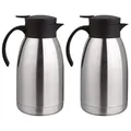 Produktbild: HAC24 2er Set Thermoskanne Kaffeekanne Edelstahl 2 Liter Isolierkanne Teekanne Thermo Kaffee Tee Kanne Einhandautomatik