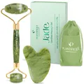 Produktbild: Jade Gesichtsroller und Gua Sha Stein Set - Natürliches Jade Face Roller & Gu...