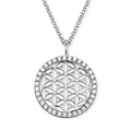 Produktbild: Engelsrufer Damen Halskette aus Sterling Silber mit Lebensblume Anhänger - besetzt mit 35 weißen Zirkonia Steinen - Karabinerverschluss - längenverstellbar - nickelfrei
