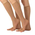 Produktbild: CALZITALY 2 Paar Zehenfreie Kniestrümpfe | Feine Damen Kniestrümpfe für Peep Toe | Open Toe Strümpfe | 10 DEN | Hautfarbe, Schwarz | Einheitsgröße | Made in Italy (Einheitsgröße, Hautfarbe)