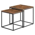 Produktbild: Couchtisch quadratisch 2er Set – Beistelltische im Loft-Design, ineinander schiebbar – Eiche rustikal