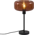 Produktbild: QAZQA - Retro Retro Tischleuchte I Tischlampe I Lampe I Leuchte Schwarz mit Bronzeglas - Bizle I Wohnzimmer I Schlafzimmer - Rund - LED geeignet E27
