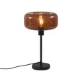 Produktbild: Qazqa Retro Tischleuchte mit Glas, Tischlampe - Bizle - Bronze, Rund, max. 15W, Geeignet für LED, 46cm, Ideal als Schlafzimmerlampe und Wohnzimmerlampe