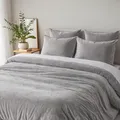 Produktbild: Cozyor Kuschel-Bettwäsche extra dick und weich Plüsch, robuster Reißverschluss 1x Deckenbezug 155x220 cm, 2X Kissenbezug 80x80 cm, 3-teilig, hellgrau Moonlight
