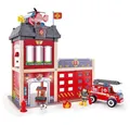 Produktbild: Hape Spiel-Feuerwehrwache E3023, mit Feuerwehrauto und Helikopter, mit Licht und Sound