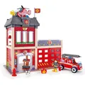 Produktbild: Hape Großstadt-Feuerwache Feuerwehr Rollenspiel-Set Feuerwehrauto Helikopter