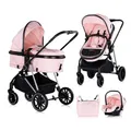 Produktbild: Chipolino Kinderwagen Aura 3 in 1, Autositz, Babywanne, Wickeltasche, bis 22 kg pink