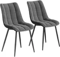 Produktbild: WOLTU Esszimmerstühle 2er-Set, Polsterstuhl mit Rückenlehne, bis 150 kg belastbar, Sitzfläche aus Samt, Metallbeine, Dunkelgrau