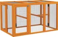 Produktbild: PawHut Hühnerstall Freilaufgehege Holz für Hühner 140 x 84,5 x 80,5 cm mit Doppeltür, Sitzstange, Hasenstall Kaninchenstall Orange
