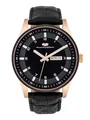 Produktbild: Rhodenwald & Söhne Couragian Herrenuhr Quarzuhr Edelstahl roségold/schwarz 5 ATM Präzisions-Quarzwerk Echtlederarmband schwarz - Quarzuhr Armbanduhr