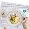 Produktbild: Miqio® - Design Tischset aus Filz | Marken Label aus echtem Leder | 4er Set Platzset (grau meliert) abwaschbar | Filzmatte Tisch Untersetzer Platzdeckchen abwischbar