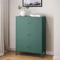 Produktbild: skølm Atriona Metall Kommode – Sideboard mit 3 Fächern & 6 Türen – Metallschrank in Dunkelgrün – Mehrzweckschrank – Highboard 80 cm breit – höhenverstellbare Füße – Aufbewahrungsschrank – Flurschrank