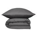 Produktbild: Schiesser Bettwäscheset Ella | 2-teilig | Uni | Satin | 100% Baumwolle | Oeko-TEX | Reißverschluss | 135x200cm + 80x80cm | Dunkelgrau
