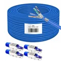 Produktbild: ARLI Cat8 Verlegekabel 50m Cat 8.1 Netzwerkkabel + 4x RJ45 Netzwerkstecker Werkzeuglose Montage