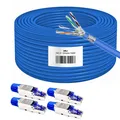 Produktbild: 50m Cat8 Verlegekabel Cat 8.1 Netzwerkkabel 4x RJ45 Netzwerkstecker Werkzeuglos