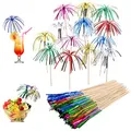 Produktbild: OMIGA 100 Stücke Cocktail Feuerwerk Dekoration Drink Dekoration Glitzerpalmen Cocktailspieße für Geburtstagsbars Obst Snacks Party Weihnachtsdekoration Deko Usw (Mehrfarbig)