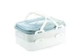 Produktbild: Centi Kuchentransportbox Kuchentransportbox mit 2 Etagen, Tragegriff, blau, Kunststoff, (1er-Set), Transportbox für Kuchen & Muffins
