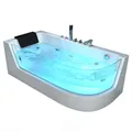 Produktbild: Home Deluxe - Whirlpool Badewanne - CARICA Rechts weiß mit Heizung und Massage - Maße: 170 x 80 x 59 cm I Eckwanne, Indoor Badewanne