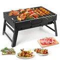 Produktbild: Holzkohlegrills Tragbarer Grill Edelstahl Holzkohle Smoker Char Broil BBQ Pit Grill für Outdoor Camping (Mittel), Schwarz
