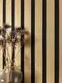 Produktbild: Newroom Vliestapete Berrin Gold Tapete Mustertapete Holzpaneele, Wandpaneele, Lamelle, strukturiert, Glanztapete