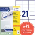 Produktbild: AVERY Zweckform Etiketten 3481 weiß 70,0 x 41,0 mm, 100 Blatt