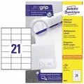 Produktbild: Avery Zweckform - Universaletikett Ultragrip 70 X 41 Mm (b X H) Nicht Wieder Ablösbar Papier Weiß 2.100 Etik./pack.