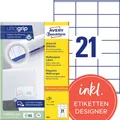 Produktbild: AVERY Zweckform Etiketten 3481 weiß 70,0 x 41,0 mm, 100 Blatt