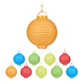 Produktbild: Relaxdays LED Lampions bunt, 10 Stück, batteriebetrieben, Draußen & Drinnen, zum Aufhängen, Papierlaterne Ø 20cm, farbig, 10024352, Mehrfarbig, 10er Pack