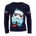 Produktbild: Star Wars Stormtrooper Jungen Langarmshirt – Offizielles Lizenzprodukt – 100 % Baumwolle – Größen 110–140 – Grau oder Navy, Farbe: Dunkelblau, Bekleidungsgröße: 116