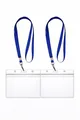 Produktbild: WEBBOMB 2x Ausweishüllen ZIP Kartenhalter flexibel horizontal wasserdicht für 1-2 Ausweise und Karten ID-Card Schutzhülle 0,80mm transparent + 2x Umhängeband Lanyard BLAU