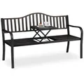 Produktbild: Relaxdays Gartenbank, Schwarz, Dunkelbraun, Metall, 150x89x58.5 cm, Gartenmöbel, Gartenbänke