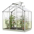 Produktbild: Gewächshaus Jasmin 2 Alu-Rahmen 192x131cm Polycarbonat Platten - mit Fundamentrahmen & automatischem Fensteröffner