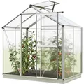 Produktbild: Gewächshaus Jasmin 2 Alu-Rahmen 192 x 131 cm Polycarbonat Platten - mit Fundamentrahmen & automatischem Fensteröffner - GFP