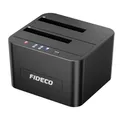 Produktbild: FIDECO Festplatten Dockingstation, USB3.0 SATA HDD Dockingstation für 2,5 und 3,5 Zoll SATA HDD / SSD, Dualschacht, Unterstützt Offline-Klonen und UASP