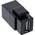 Produktbild: InLine® USB 2.0 Keystone Snap-In Einsatz, USB-A BU/BU, gewinkelt, schwarz
