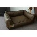 Produktbild: Hundebettenmanufaktur Hundekorb Hundesofa Schlafplatz Kunstleder Similpelle von XS bis XXL braun 85 cm x 110 cm