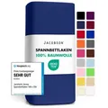 Produktbild: Jacobson Spannbettlaken aus 100% Baumwolle, Jersey Bettlaken 160 g/m2, Spannbetttuch mit Gummizug, OEKO-TEX®, pflegeleicht, viele Farben blau 140 - 160 cm x 200 cm