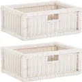 Produktbild: Krines Home Regalkorb 2er Set Regalkorb Aufbewahrungskorb Korb geflochten Rattan Korbset (2-teiliges Set), ca. 43 x 32 x 17,5 cm Aufbewahrung Regal Schrankkorb