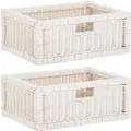 Produktbild: Set/2 Stabiler Regalkorb Schubfach Rattan Regalkorb Schrankkorb (Weiss)