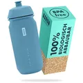 Produktbild: AARON ECO Trinkflasche 100% Biologisch abbaubar, 500 ml, leicht und auslaufsicher, praktische BPA-freie Wasserflasche für Sport, Fitness, Wandern, Outdoor in Blue