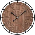 Produktbild: AMS 9616 Wanduhr Quarz analog Holz mit Metall kombiniert rund