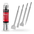 Produktbild: Original Einhell 4-tlg. SDS Plus Meißel-Set, 250 mm (mit Spitzmeißel, 20 mm Flachmeißel, 40 mm Spatmeißel, 50 mm Fliesenmeißel aus langlebigem 40Cr Stahl für Abbruch- und Renovierungsarbeiten)