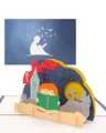 Produktbild: Pop Up Karte „Bücherwurm“ 3D Geburtstagskarte für Kinder - zur Einschulung, Gutschein Lesen, Geschenkgutschein Buch