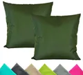 Produktbild: JACK 2er Set 40x40cm Outdoor Kissenhülle Kissenbezug Wasserfest Sitzkissen Lounge Kissen Garten Stuhl Lotus Effekt, Farbe:Oliv