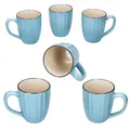 Produktbild: MÄSER OSITA Hellblau 6er Set Kaffeebecher I 300 ml I blau & cremefarbene Steingut-Becher mit Henkel für 6 Personen I Tassen für Heißgetränke wie Tee, Kakao & Co
