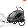 Produktbild: hauck Dryk Duo, Grey - 2in1 Fahrradanhänger & Kinderwagen für 2 Kinder ab 6 Monaten bis 22 kg/120 cm/4 Jahre, für Zwillinge & Geschwister, Faltbar, XL Stauraum, für Fahrrad, E-Bike & Pedelec