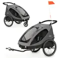 Produktbild: Hauck Fahrradkinderanhänger Dryk Duo - Grey, 2in1 Fahrrad Anhänger für 2 Kinder Bike Trailer & Buggy inkl. Deichsel