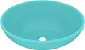 Produktbild: vidaXL s Ovales Waschbecken Matt Hellgrün 40x33 cm Keramik