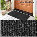 Produktbild: ANRO Fußmatte Türvorleger Schmutzfangmatte JUMBY, eckig, Höhe: 8 mm, Weich - Streifen Größe 40x80cm schwarz 40 cm x 80 cm x 8 mm